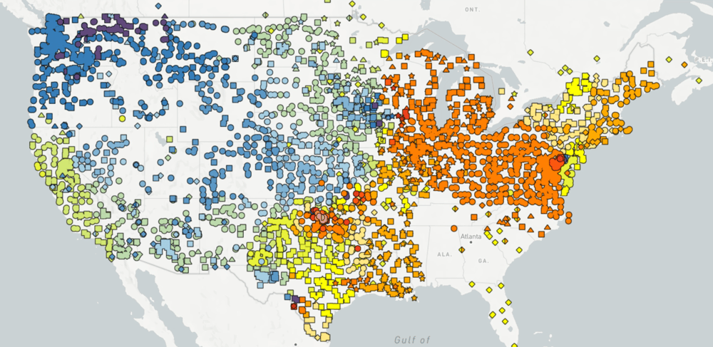Locational marginal prices in the US representation