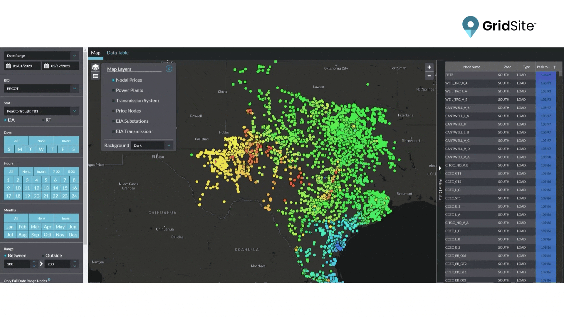 Yes Energy's Gridsite Nodal Forecast GMT animated gif