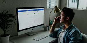 Man looking at computer with power market data