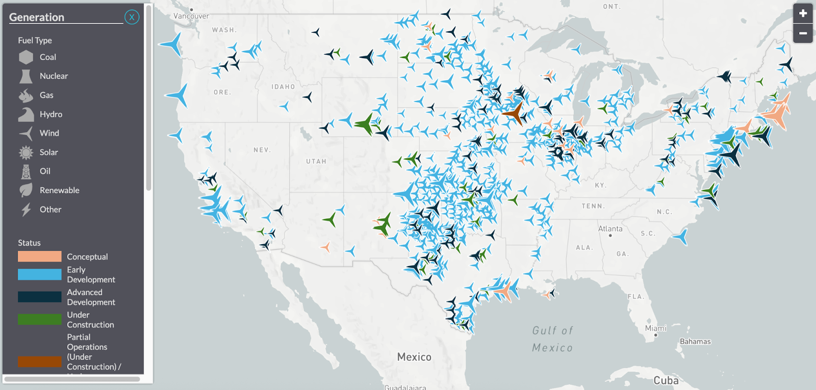 on and offshore wind developments