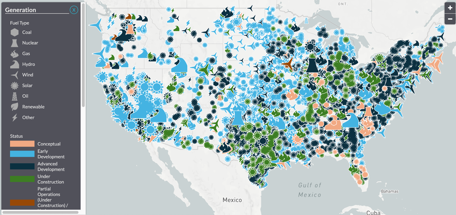 the types of energy projects under development in the US