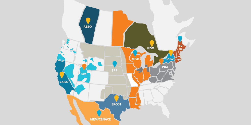 map of Independent System Operators and Regional Transmission Organizations