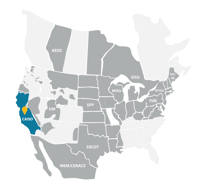 CAISo on a map of North America.