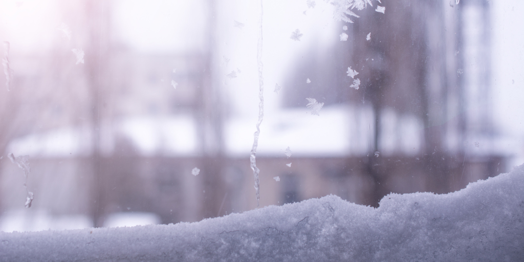 image of ice and snow on a window